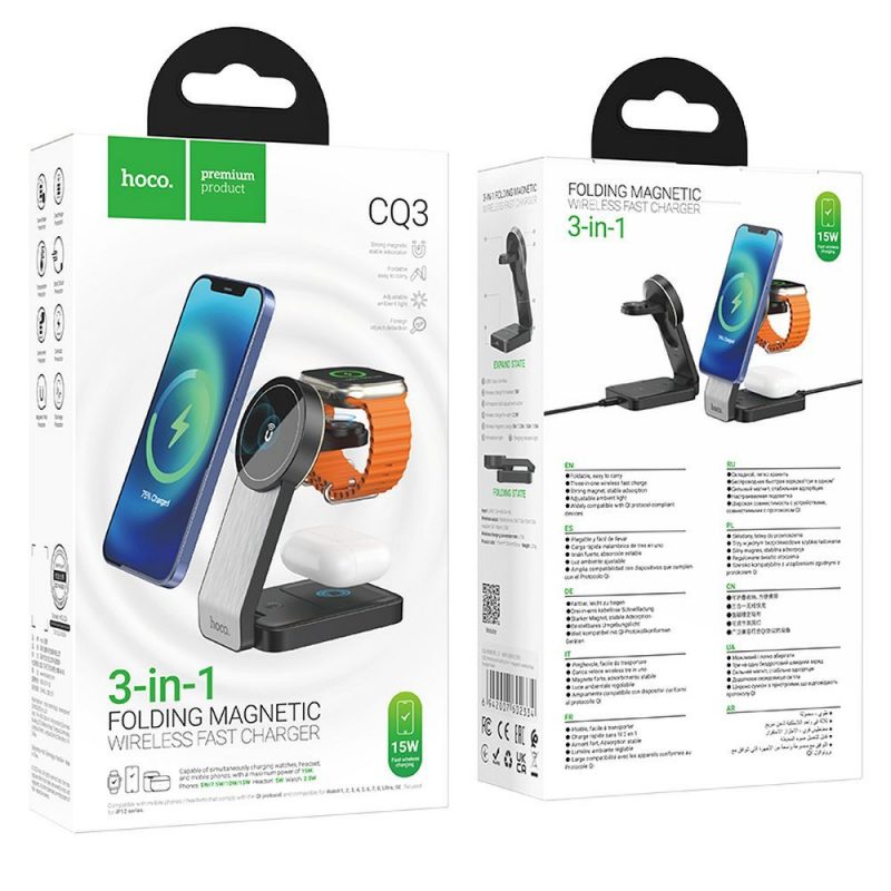 caricatore wireless 3 in 1