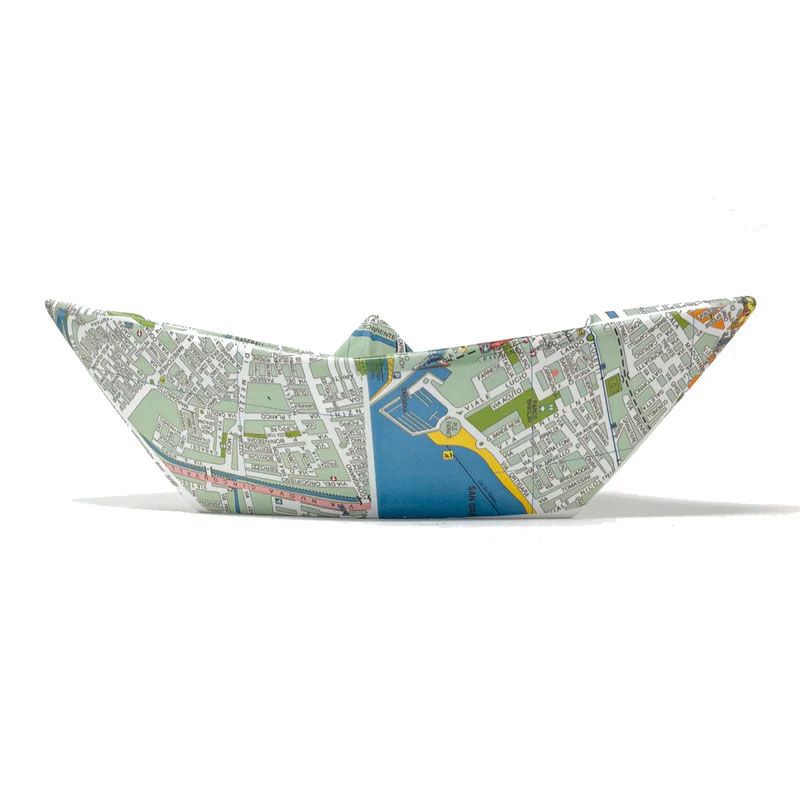 Barchetta Origami Riccione Maps Crescentini con stampa cartografica