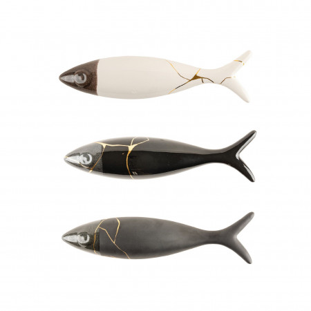 Sardone VIP Kintsugi Crescentini in ceramica con linee dorate