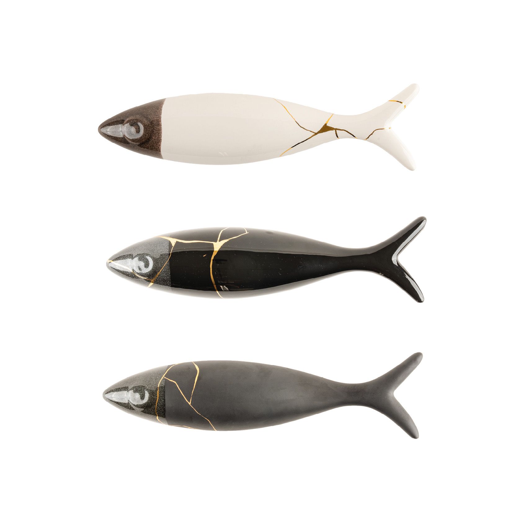 Sardone VIP Kintsugi Crescentini in ceramica con linee dorate