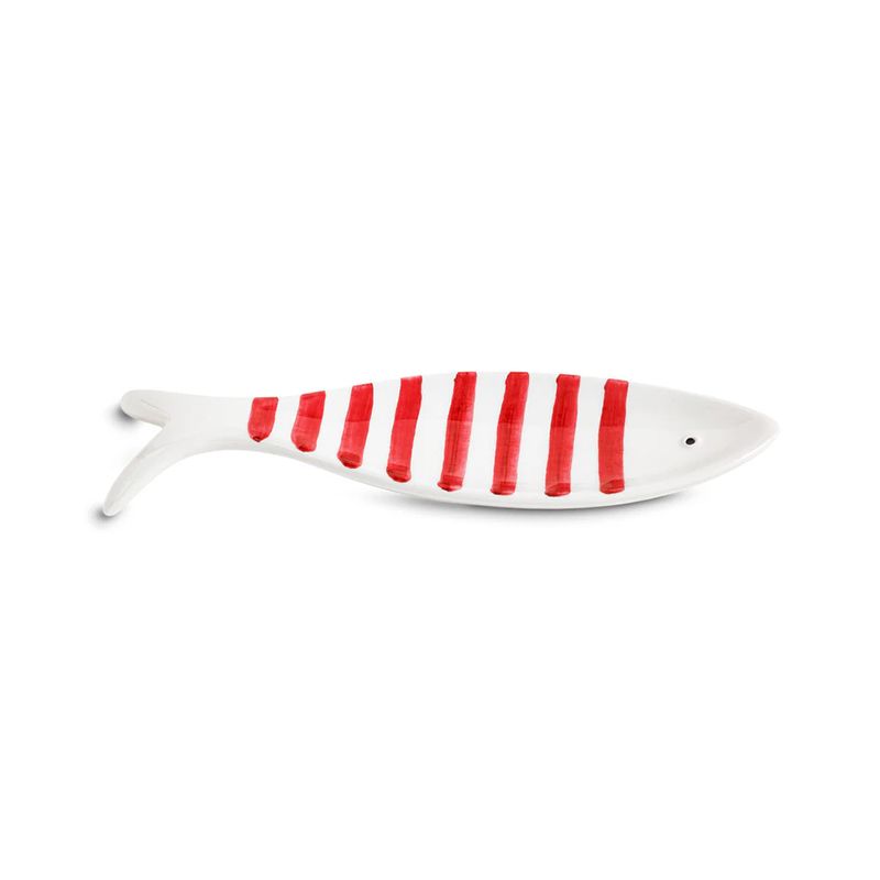 Sardina portacucchiaio Crescentini in ceramica a righe