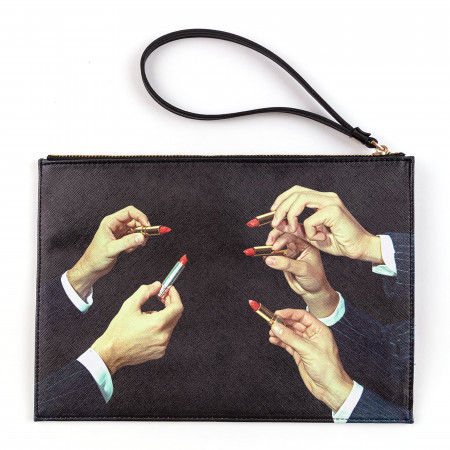 Pochette Grande Lipsticks Nero "toiletpaper" Cm 28x20x3 - Black Lipsticks – Seletti - vista principale