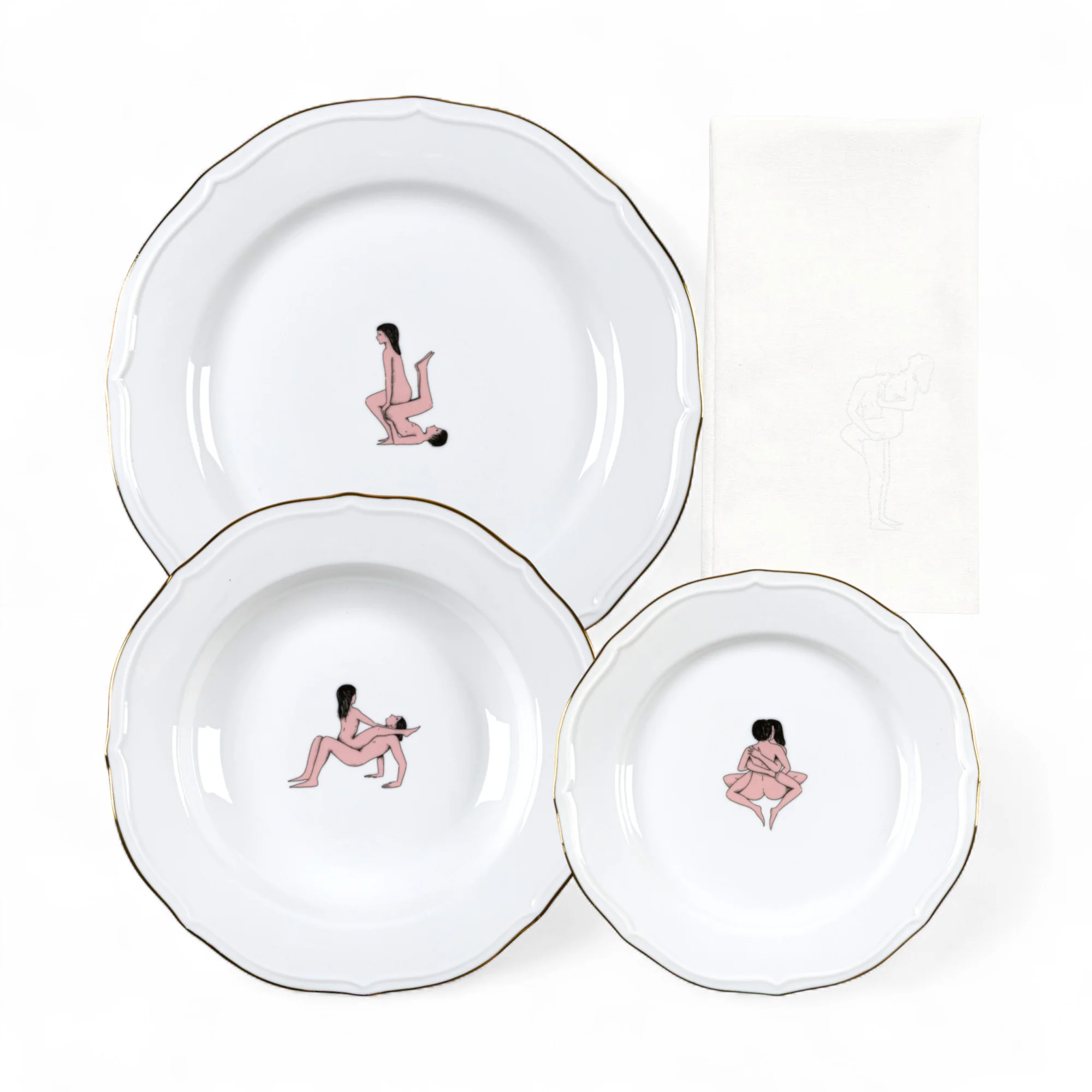 Set 3 Piatti “seikantai5271+ Tovagliolo in Lino Gathered – Seletti - vista principale