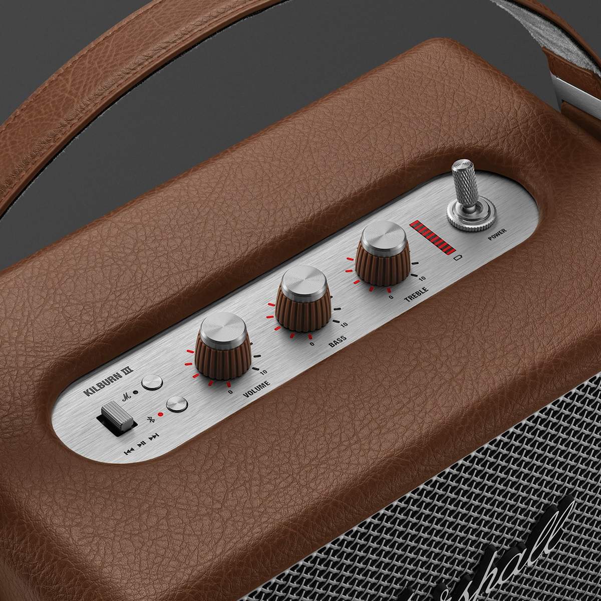 Marshall Kilburn III Brown – dettaglio pannello comandi