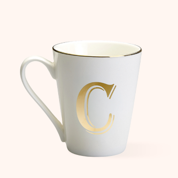 Mug Lettera C Bitossi Home in porcellana con iniziale oro