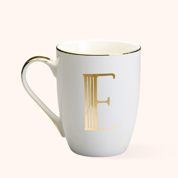 Mug Lettera E Bitossi Home in porcellana con iniziale oro