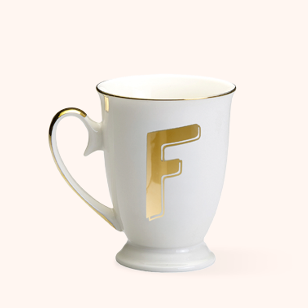 Mug Lettera F Bitossi Home in porcellana con iniziale oro