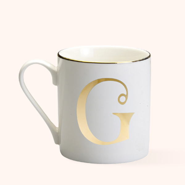 Mug Lettera G Bitossi Home in porcellana con iniziale oro