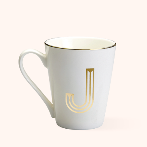 Mug Lettera J Bitossi Home in porcellana con iniziale oro