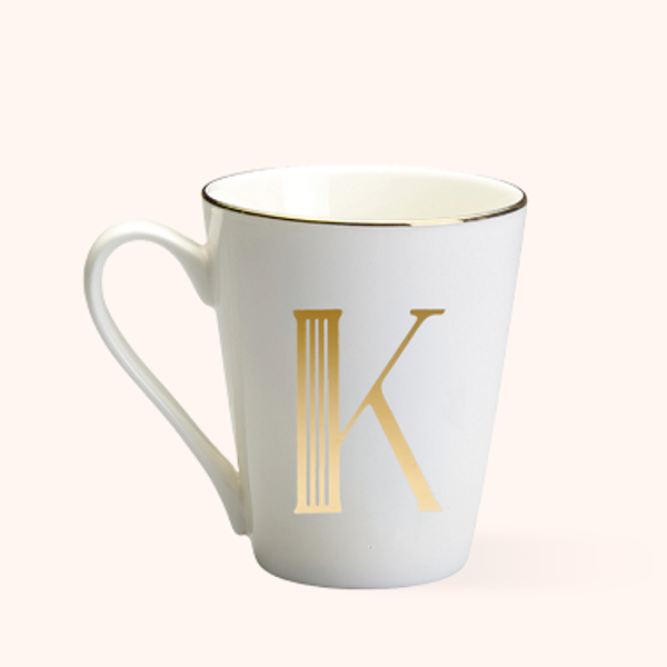 Mug Lettera K Bitossi Home in porcellana con iniziale oro