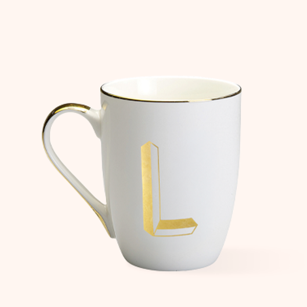 Mug Lettera L Bitossi Home in porcellana con iniziale oro