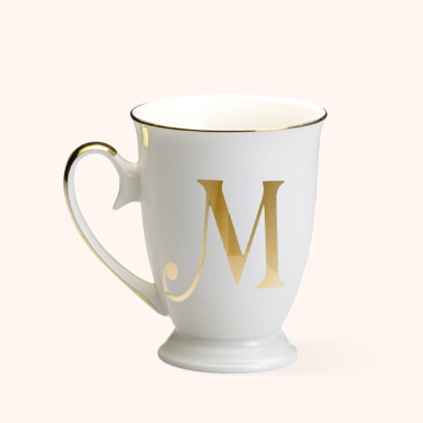 Mug Lettera M Bitossi Home in porcellana con iniziale oro