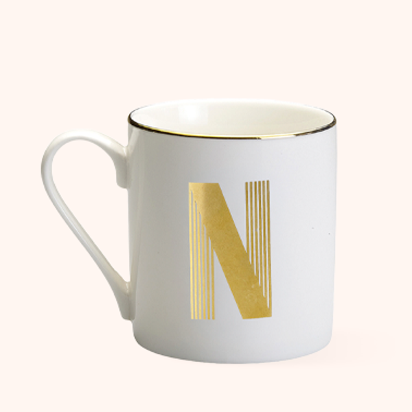 Mug Lettera N Bitossi Home in porcellana con iniziale oro