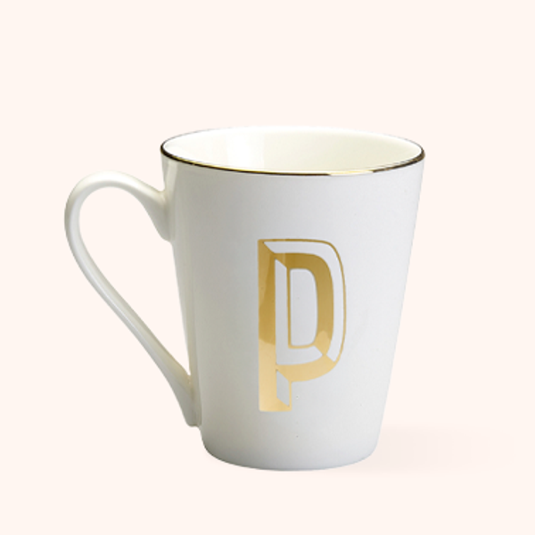 Mug Lettera P Bitossi Home in porcellana con iniziale oro
