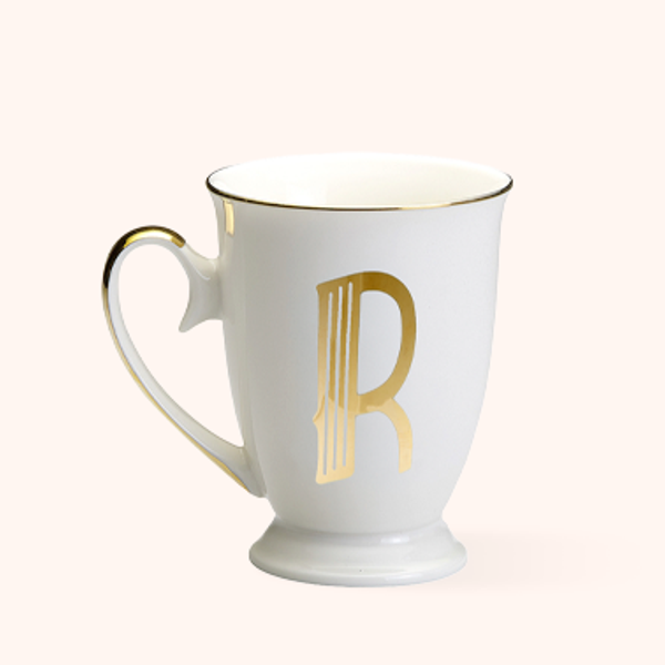 Mug Lettera R Bitossi Home in porcellana con iniziale oro
