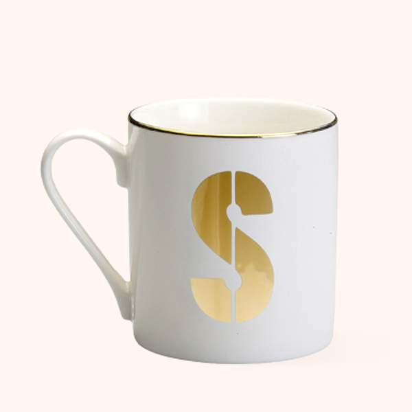 Mug Lettera S Bitossi Home in porcellana con iniziale oro