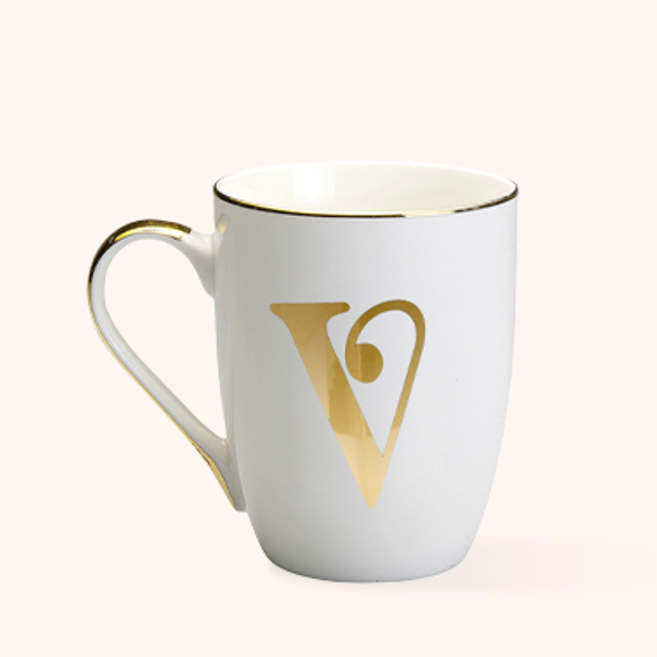 Mug Lettera V Bitossi Home in porcellana con iniziale oro