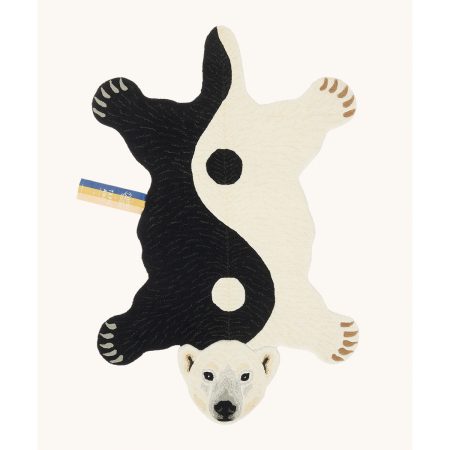 Tappeto orso Mara Yin Yang Large Doing Goods, vista completa nero e avorio
