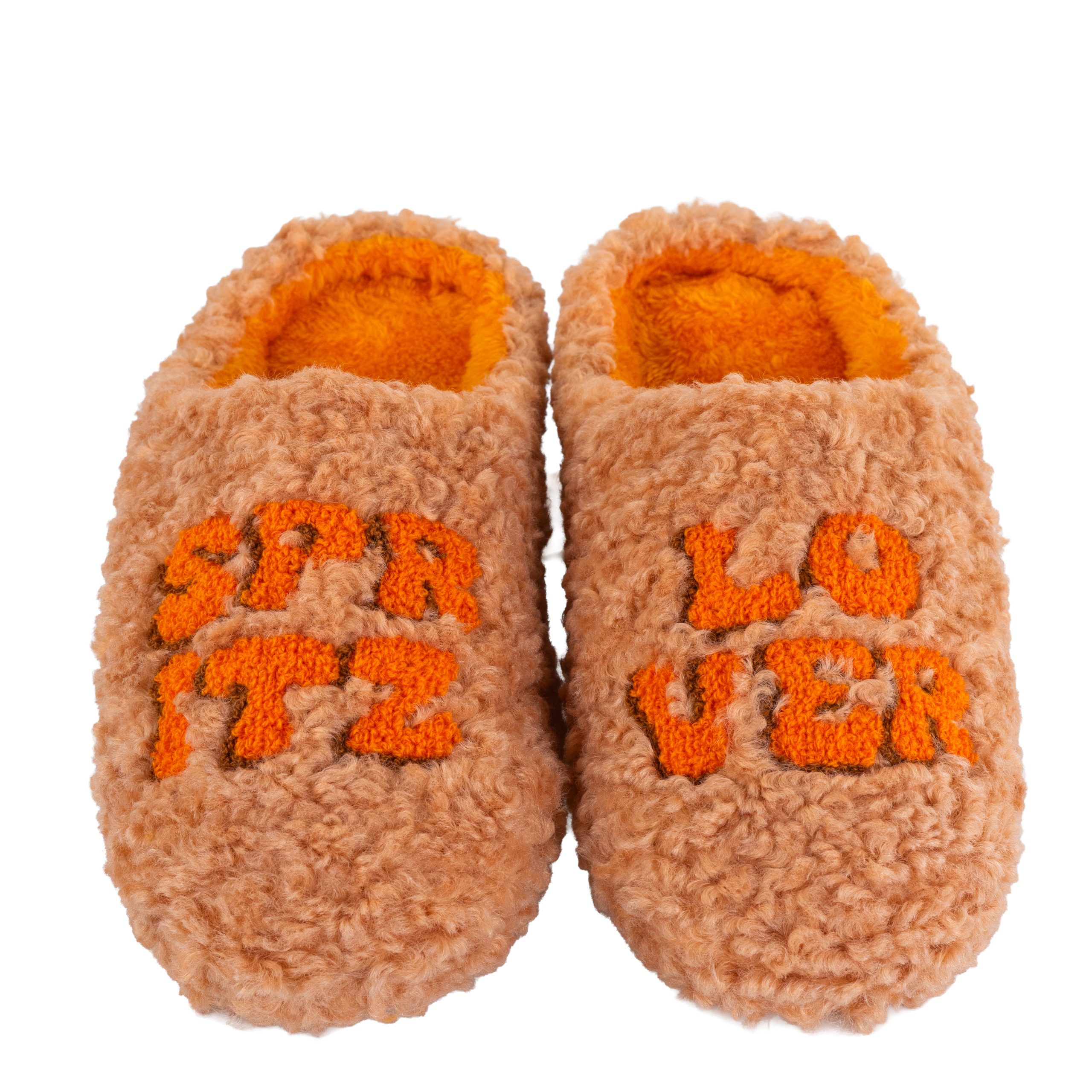 Pantofole Spritz Lover nei toni arancio con scritta coordinata